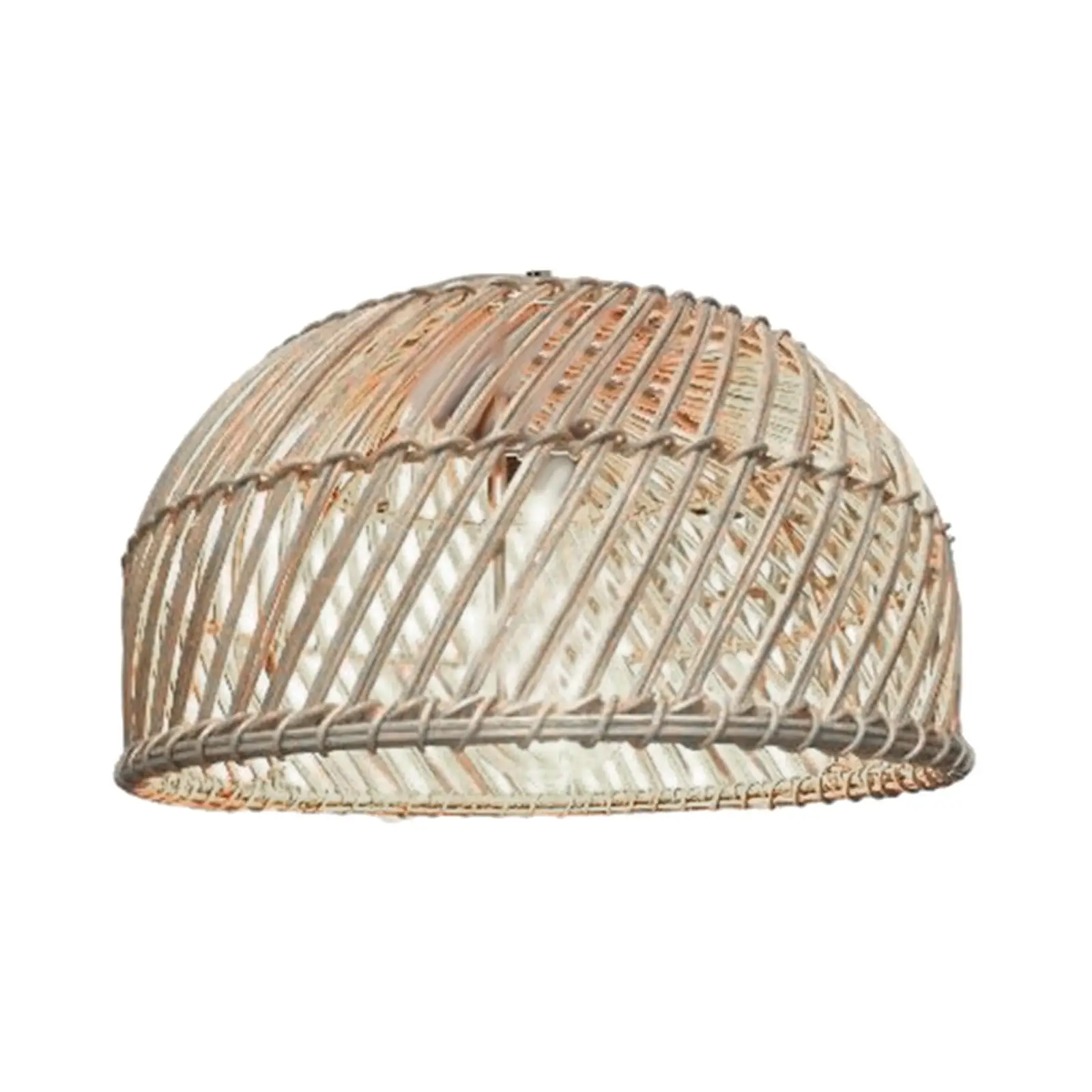 Retro Rattan Woven Lampshade Handmade Ceiling Pendant Light Shade Rustic Chandelier Cover for Bedroom Cafe Restaurant Teahouse