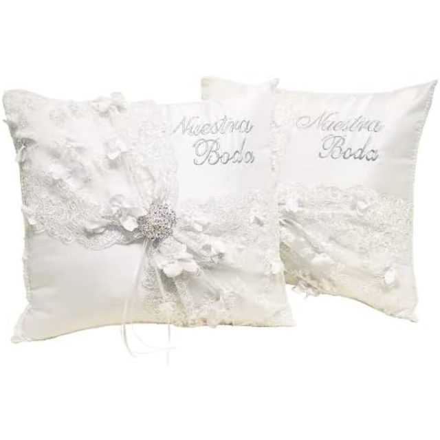 Set of 2 White Wedding Kneeling Pillows, Embroidered Nuestra Boda Kneeling  Pillows, Satin and Lace Kneeling Pillows, - AliExpress