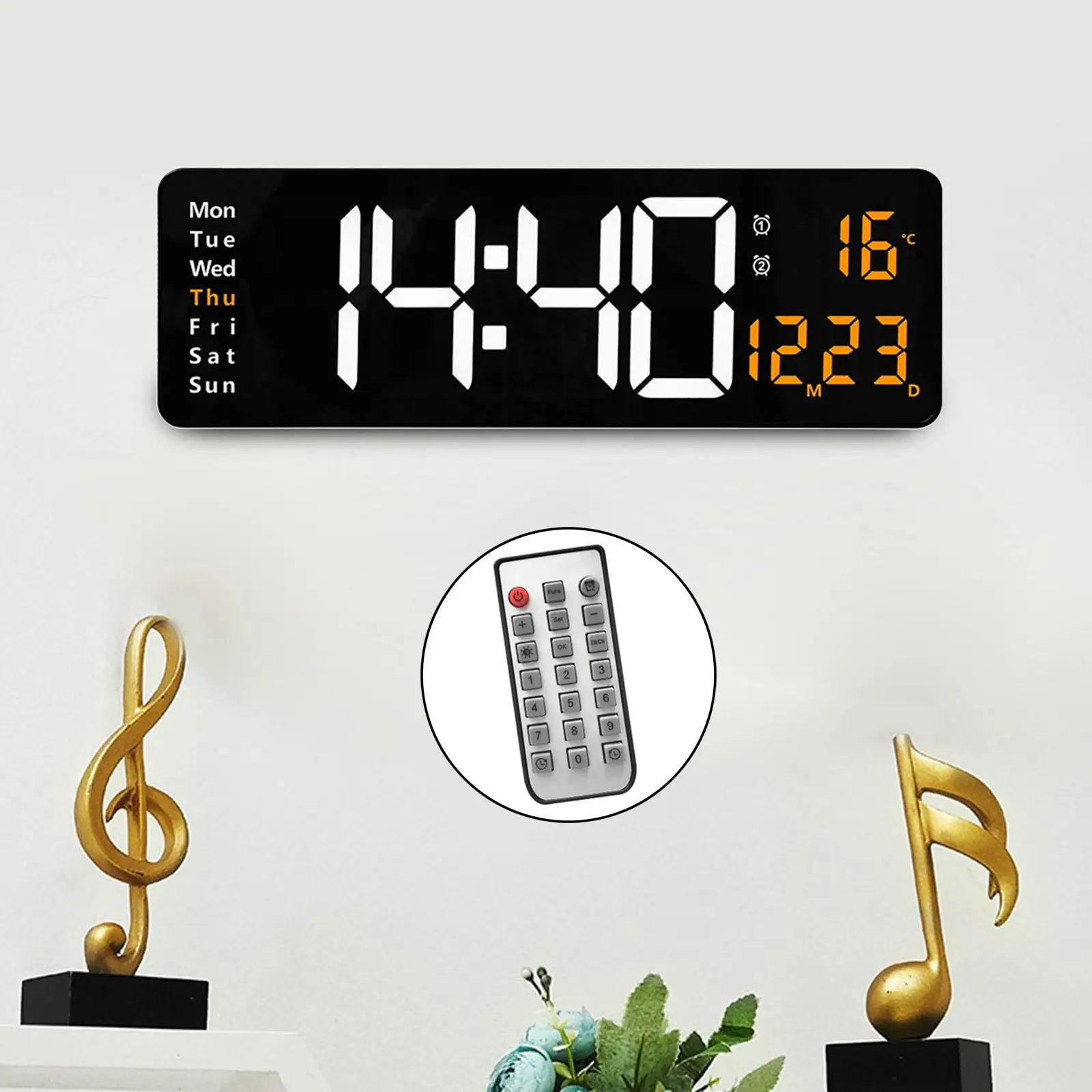 square wall clock Oversized 15" Digital LED Wall Clock USB with Remote Memory Function Temp Timer Large Number Desk Alarm for Classroom Gift Home outdoor clock