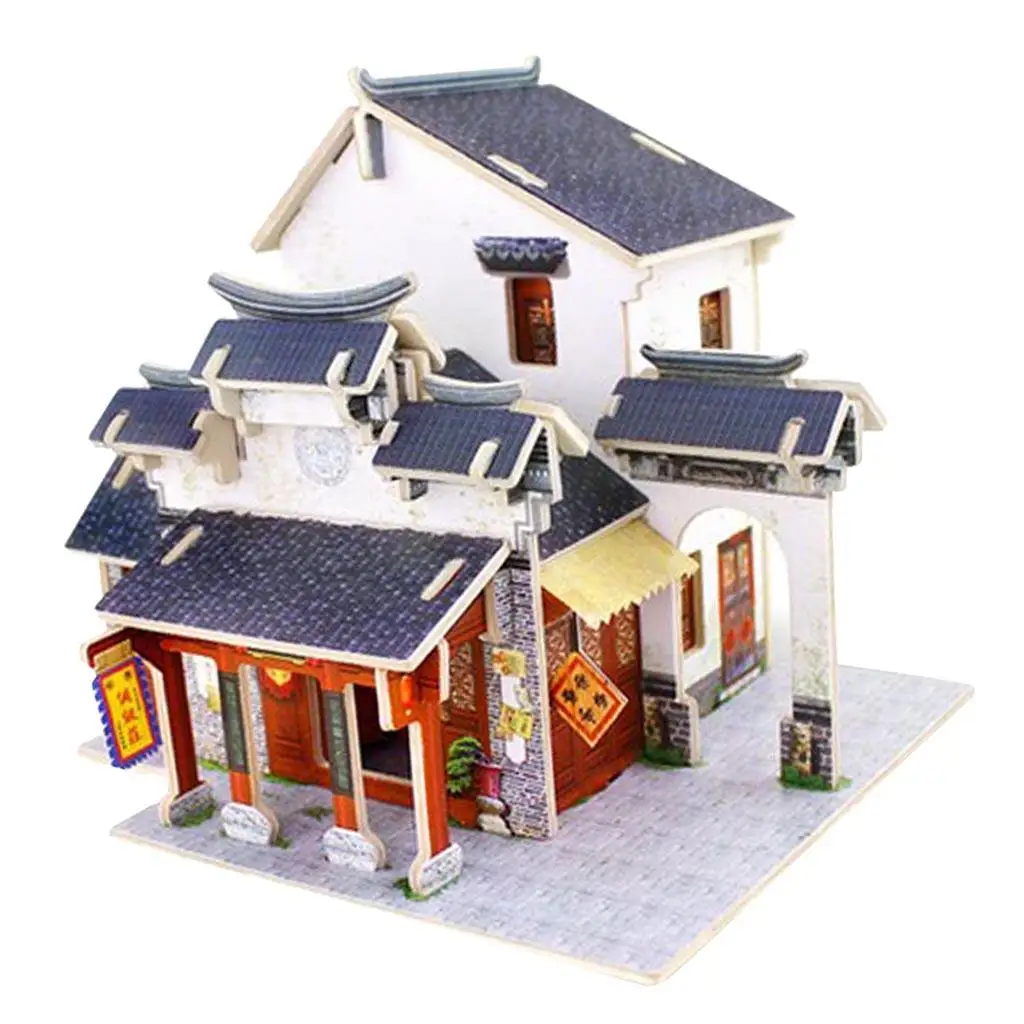 puzzle Wooden Miniature 1/24 DIY Model Chinese Satin Shop