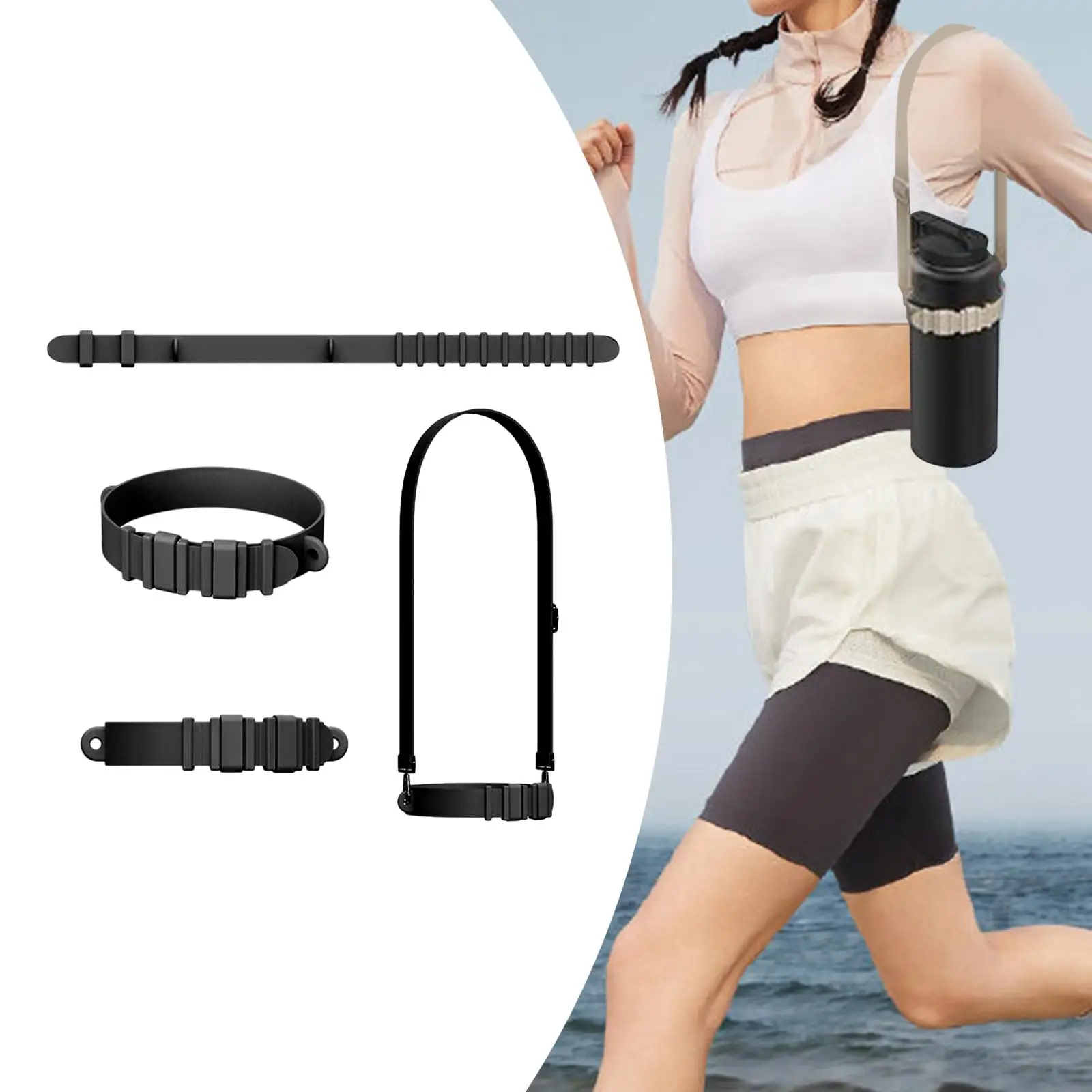 Water Bottle Handle Hand Strap Soft Carrier Water Bottle Sling Fits Most Bottles for Travelling Walking Cycling Biking Outdoor