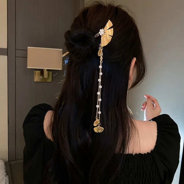 Chinese Hair Pin Hair Making Accessories Hair Stick Bun Hair Styling Pin  with Tassel for Women Girls Long Curly Hair
