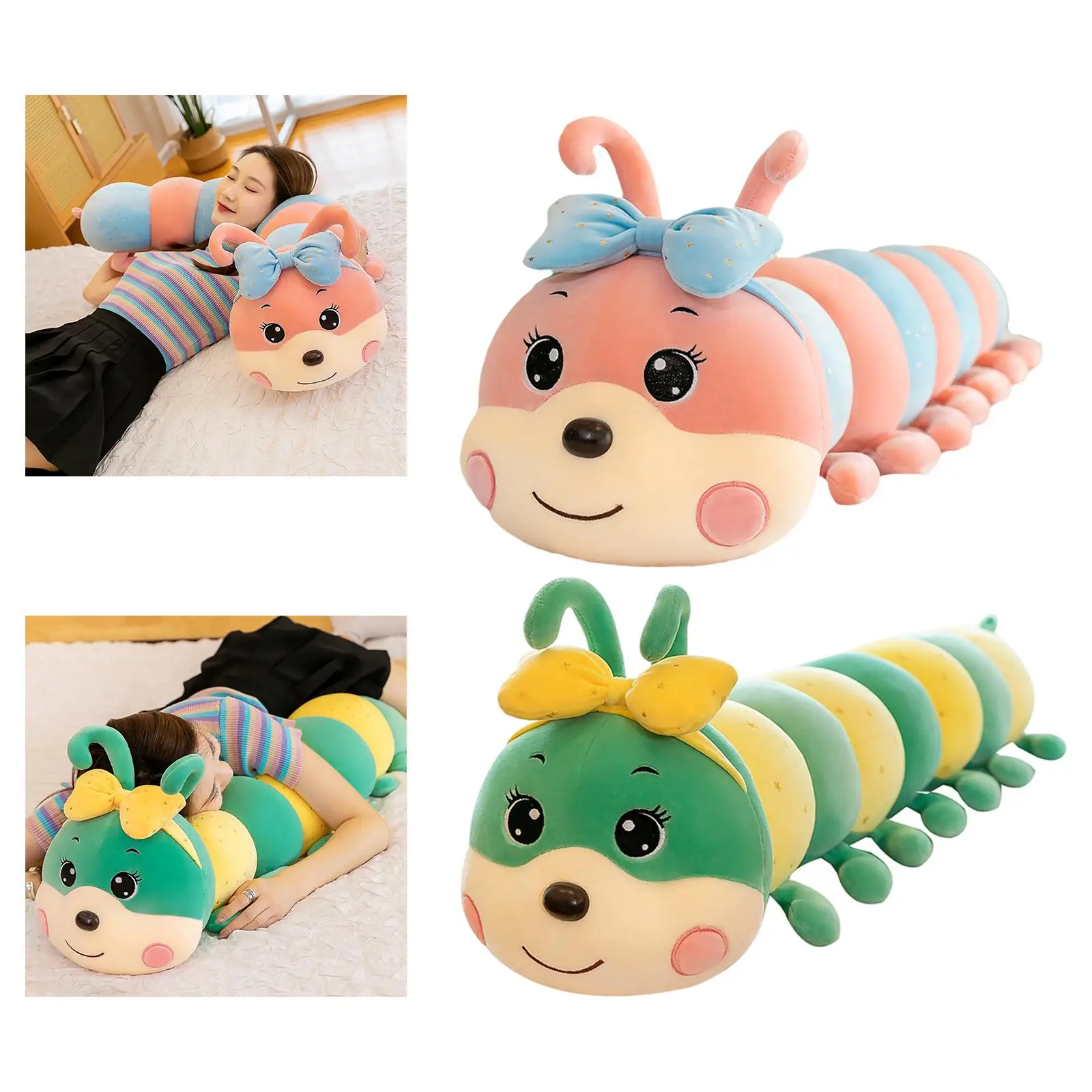 Adorable Caterpillar Wiggler Insect Worm Sleeping Pillow Cushion Plushie Doll for Girls Boys Birthday Child Baby Kids