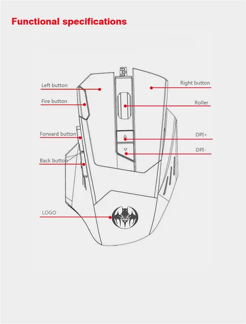Bloodbat Gm18 Wired Gaming Mouse Ergonomic Design 3200dpi 4gears Optical  Mice