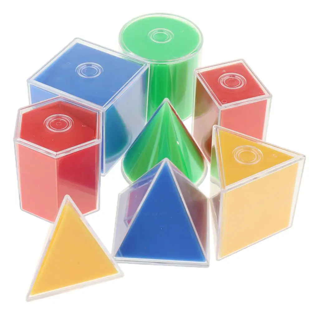 8x Transparent Geometric Solids Detachable Geometry  Set for Kids
