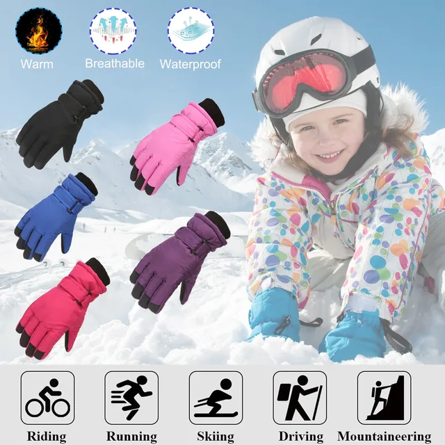  YAGTEYCLL Guantes de esquí para niños y niñas, para invierno  frío, gruesos, cálidos, impermeables, guantes de snowboard para niños de 4  a 15 años, para niños, adolescentes, niños, patinaje, ciclismo, actividades