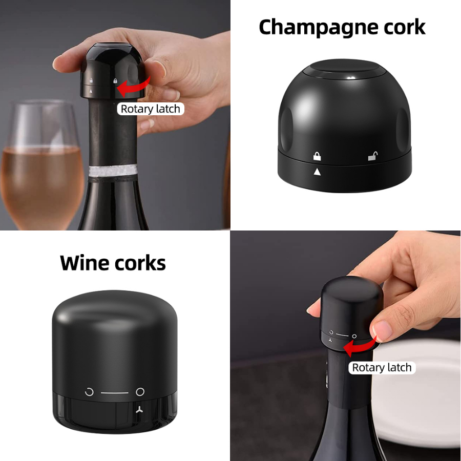 Description Picture 6 of item1/3Pcs Wine Bottle Stoppers Vacuum Sealed Cap Champagne Bottle Stopper Reusable Leak-proof Storage for Wine Plug Barware Tools