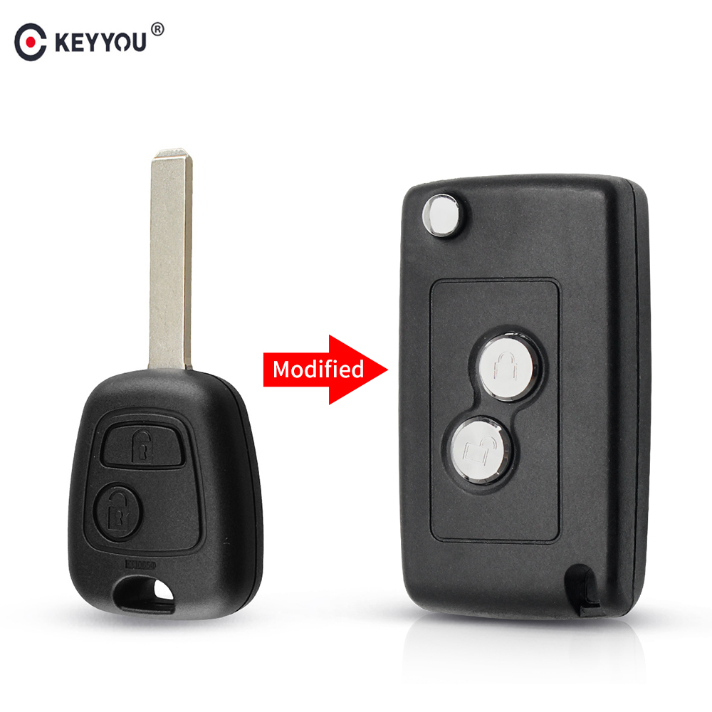 KEYYOU 1PCS Geändert Version Klapp Auto Schlüssel Für Toyota AYGO Für Citroen C1 C3 Für Peugeot 307 VA2 Klinge eintrag Fob Fall 2 Taste – Detail 3