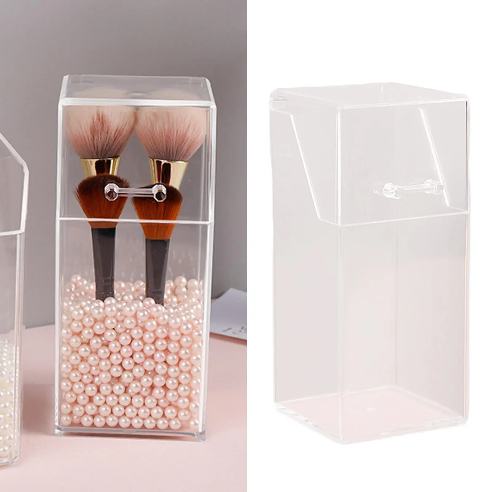 Makeup Brush Holder Dustproof Storage Box Premium Quality Acrylic Makeup Organizer - Square, Multi