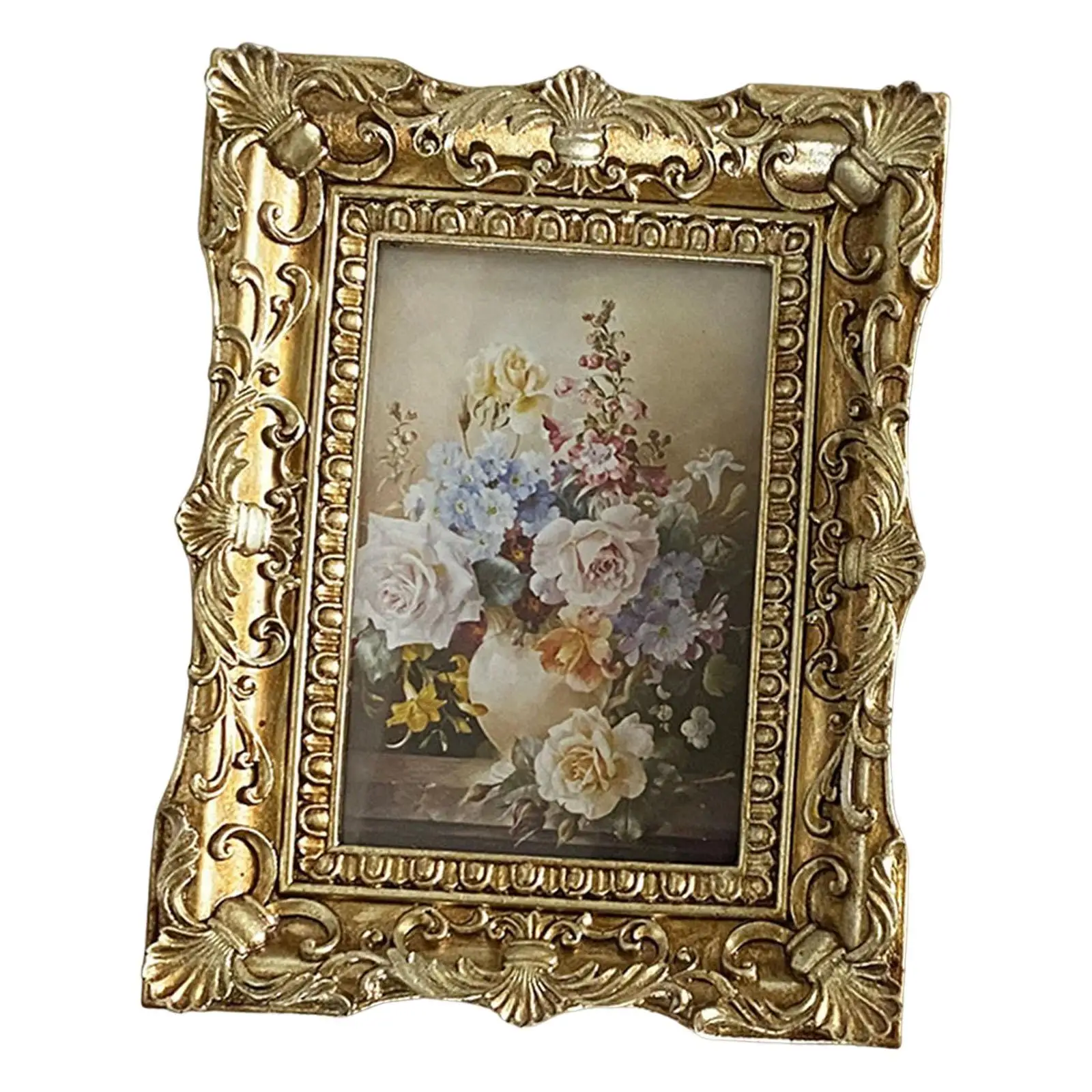 Retro Style Photo Frame Picture Holder Resin Picture Frame Tabletop Wall Hanging for Bedroom Wedding Hallway Decoration Gift