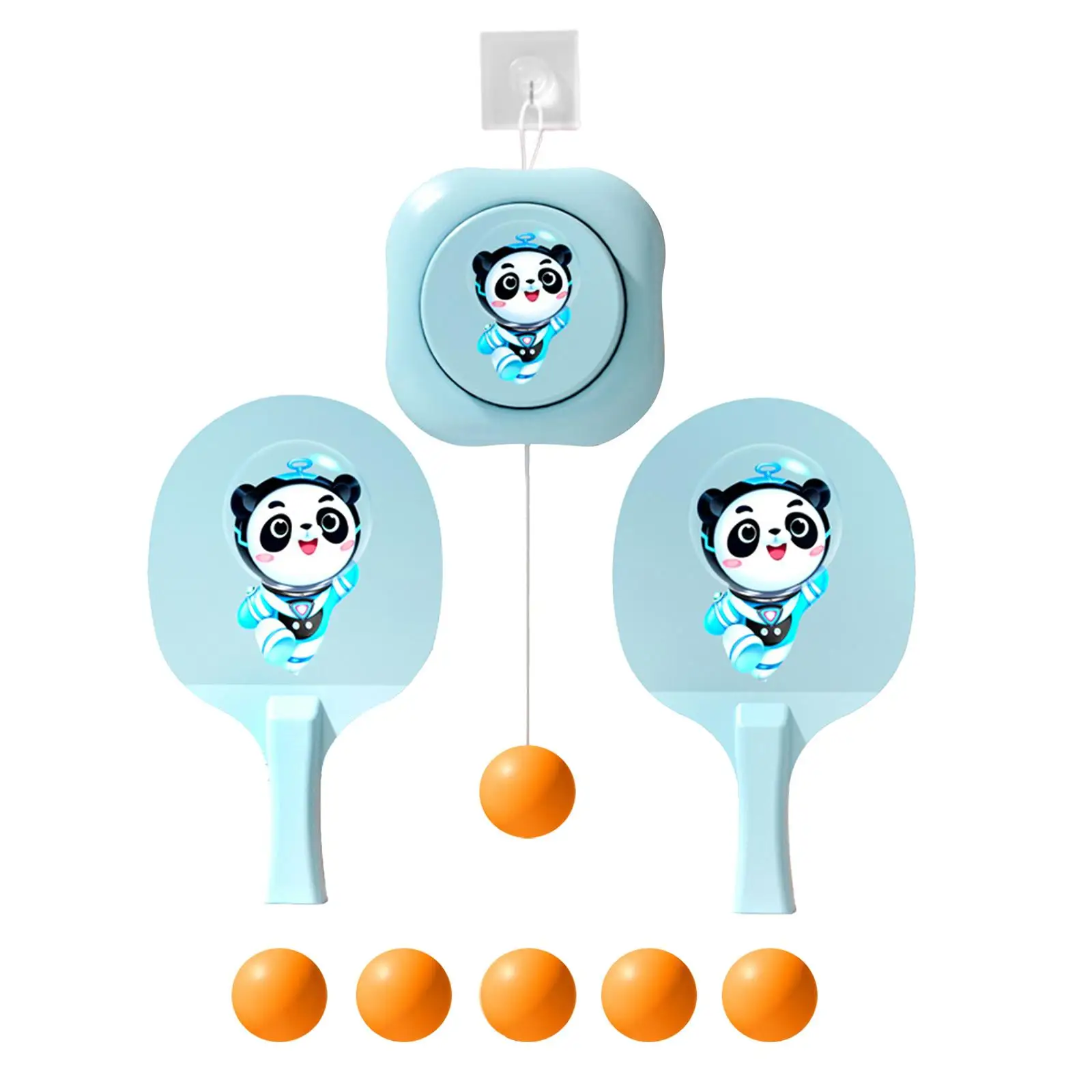 Hanging Table Tennis Trainer Set with 2 Rackets and 5 Balls for Kids Adults