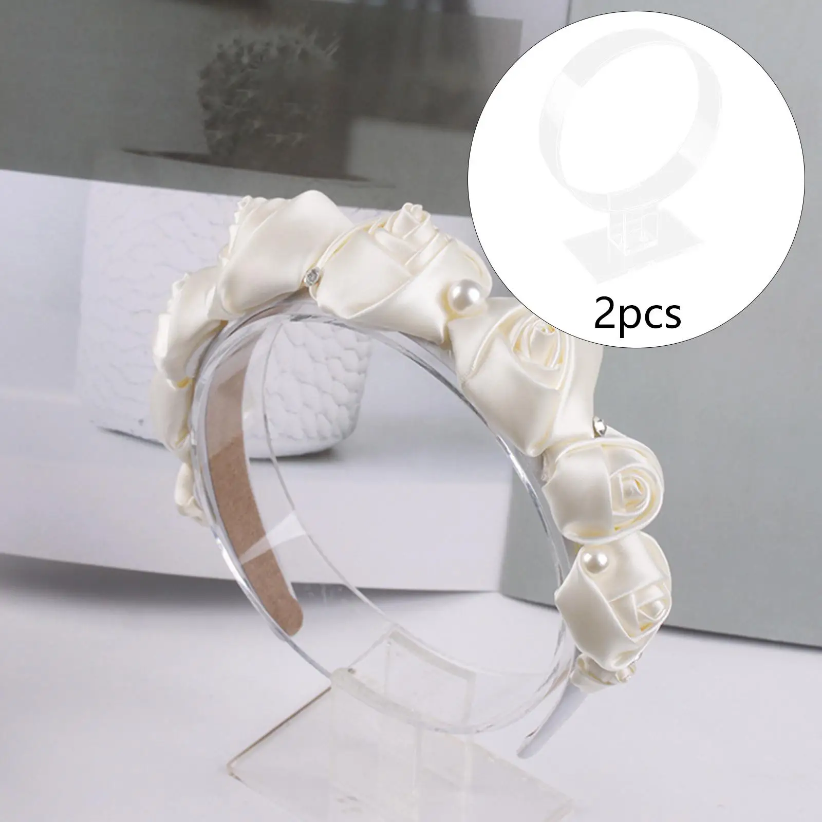 2 Pieces Single Headband Display Stand Accessories Gifts Acrylic Rack Headwear Holder Hair Hoop Holder for Store Retail Women