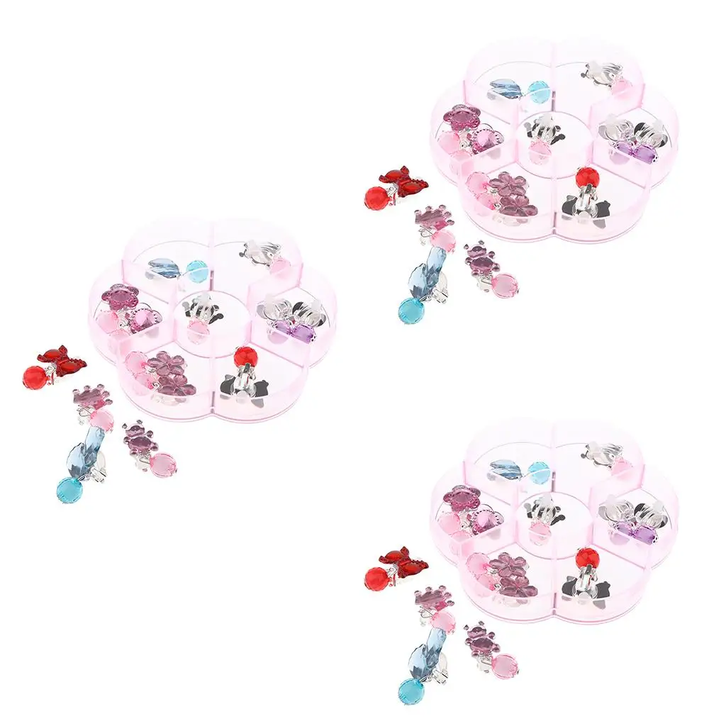 7 Pairs Girls  Earrings with  Pretend Play Dress up for Party Favor