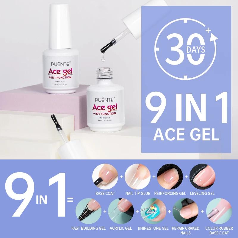 Best of 15ML Ace Gel 9-in-1 Nail Glue Gel Nail Polish Transparent Clear Function UV Gel Soak Off Nail Art Varnish Thickness Base Coat Reviews & Tips