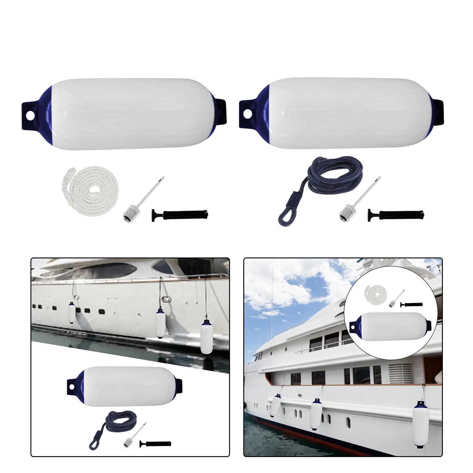 Boat Fender with Rope with Pump Shield Protection Outdoor Use to Yacht Fishing Boats Sailboats Durable Boat Bumpers for Pontoon
