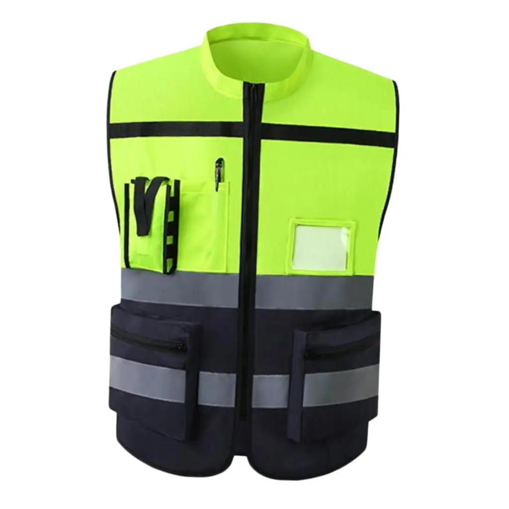 High Visibility Yellow Reflective Safety Vest with Reflective Strips, Made from Breathable and Neon Fabric Universal Style-F