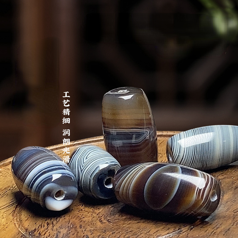 Natürliche blaue Qin-Achat-Perlen, 13 x 25 mm, tonnenförmige Dzi-Perlen für Schmuckherstellung, DIY-Halskette, Armband, Kunsthandwerk, Zubehör – Detail 1