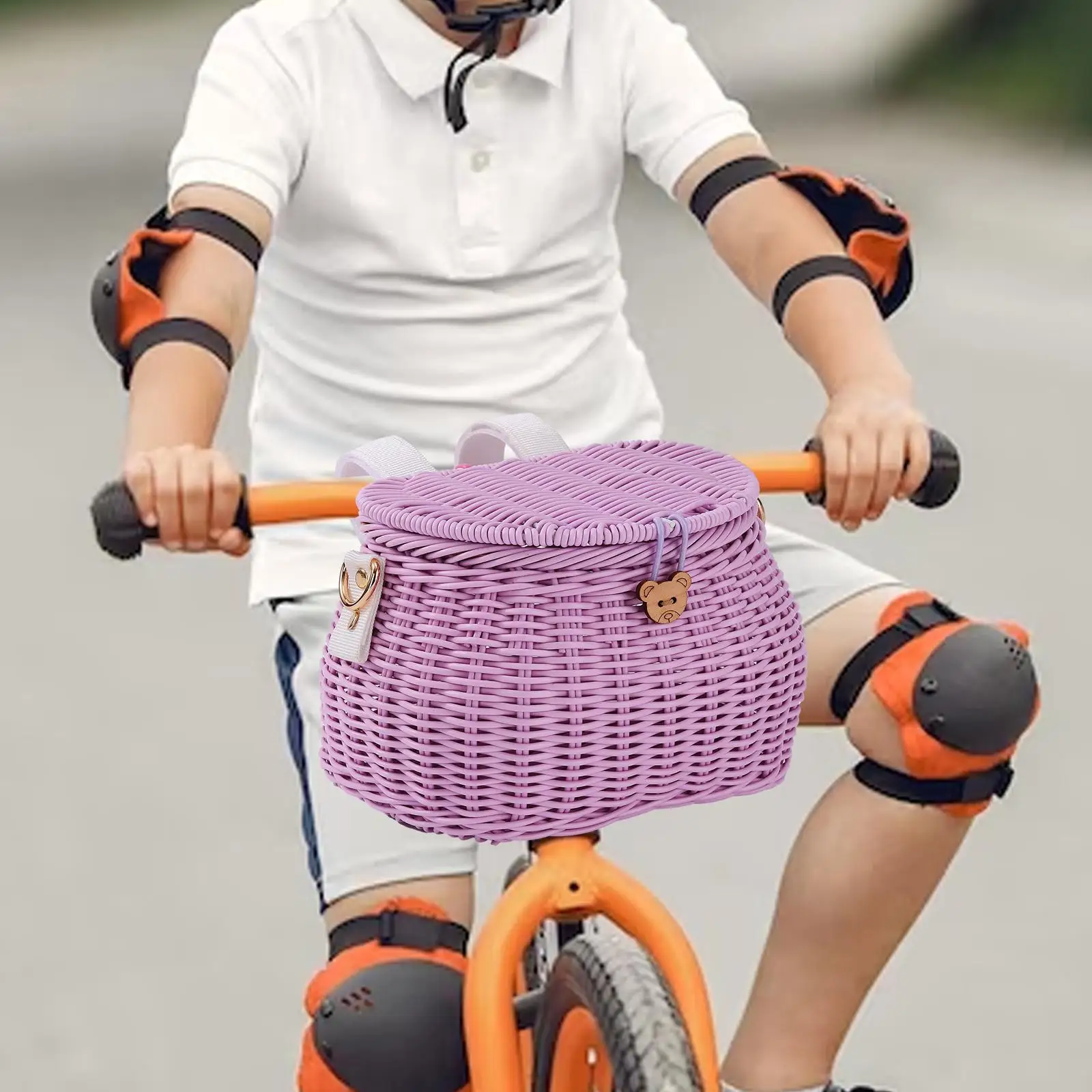 Kids Bike Basket Children Basket with Shoulder Strap for Girls Children Boys Bicycle Accessories Front Handlebar Basket
