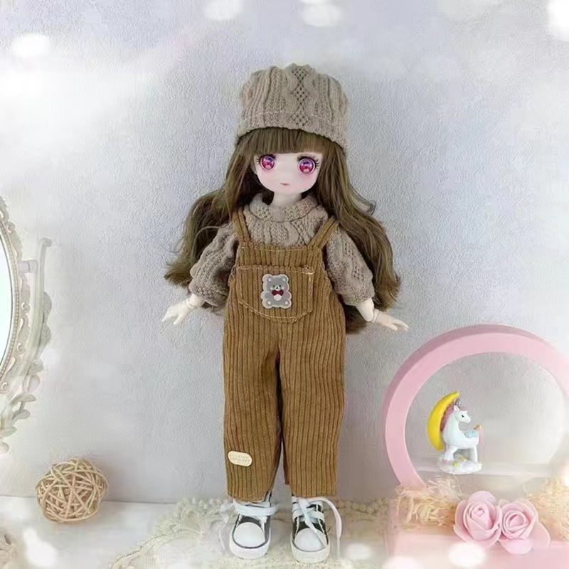 30cm Kawaii BJD Doll Girl 6 Points Joint Movable Doll with Fashion Clothes Soft Hair Dress Up Girl Toys Birthday Gift Doll New