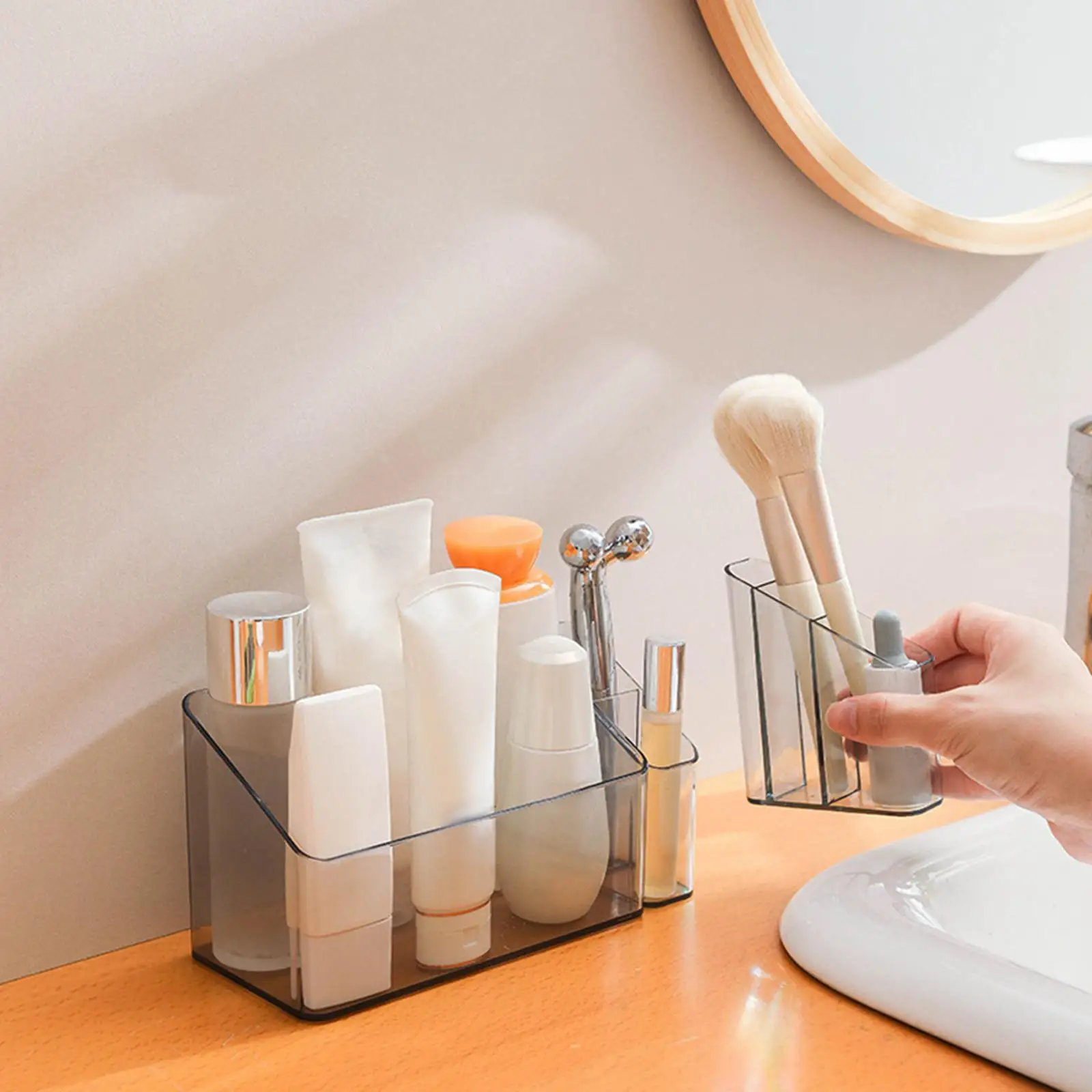 Portable Cosmetic Display Case Office Supplies Organizer Desk Makeup Holder for Skincare Nail Polish Lipsticks Cosmetics Vanity