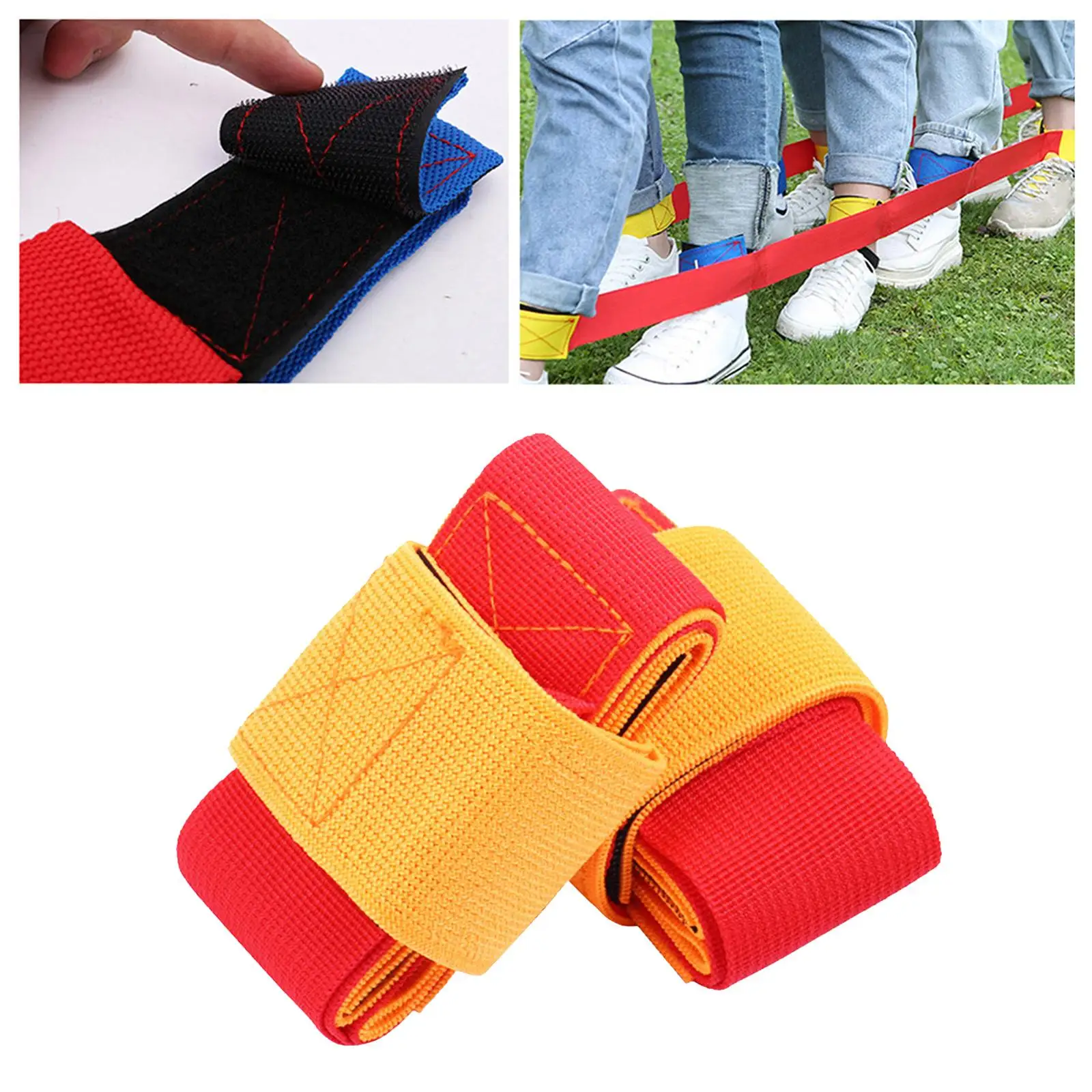  3-Legged Race Bands Elastic Tie Rope Perfect for Relay Race Game, Carnival, Field Day, Backyard for Teamwork Kids 