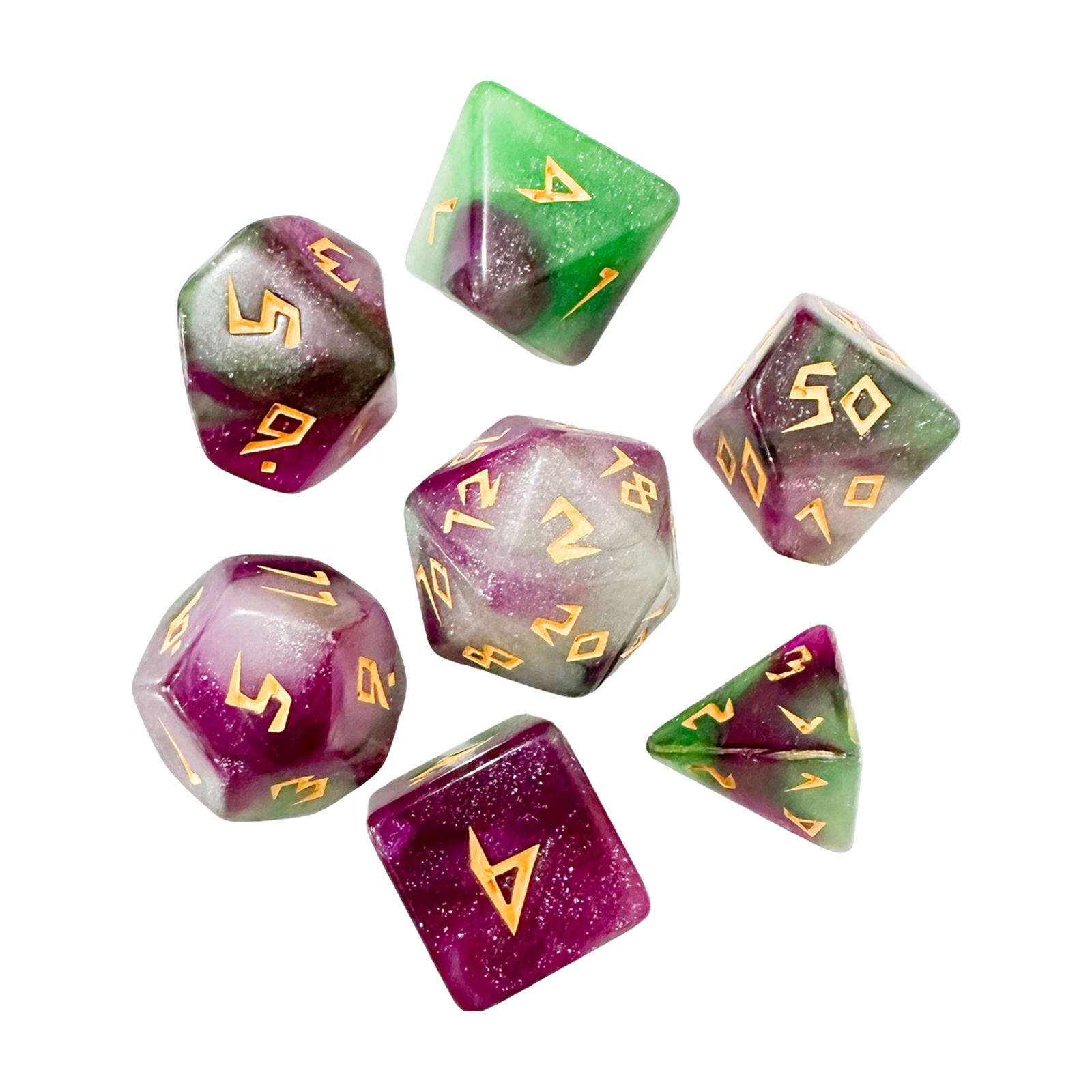 7 Pieces Polyhedral Dice Handmade D4 D6 D8 D10 D12 D20 for Family Gatherings Board Game Entertainment Toy Role Playing Party