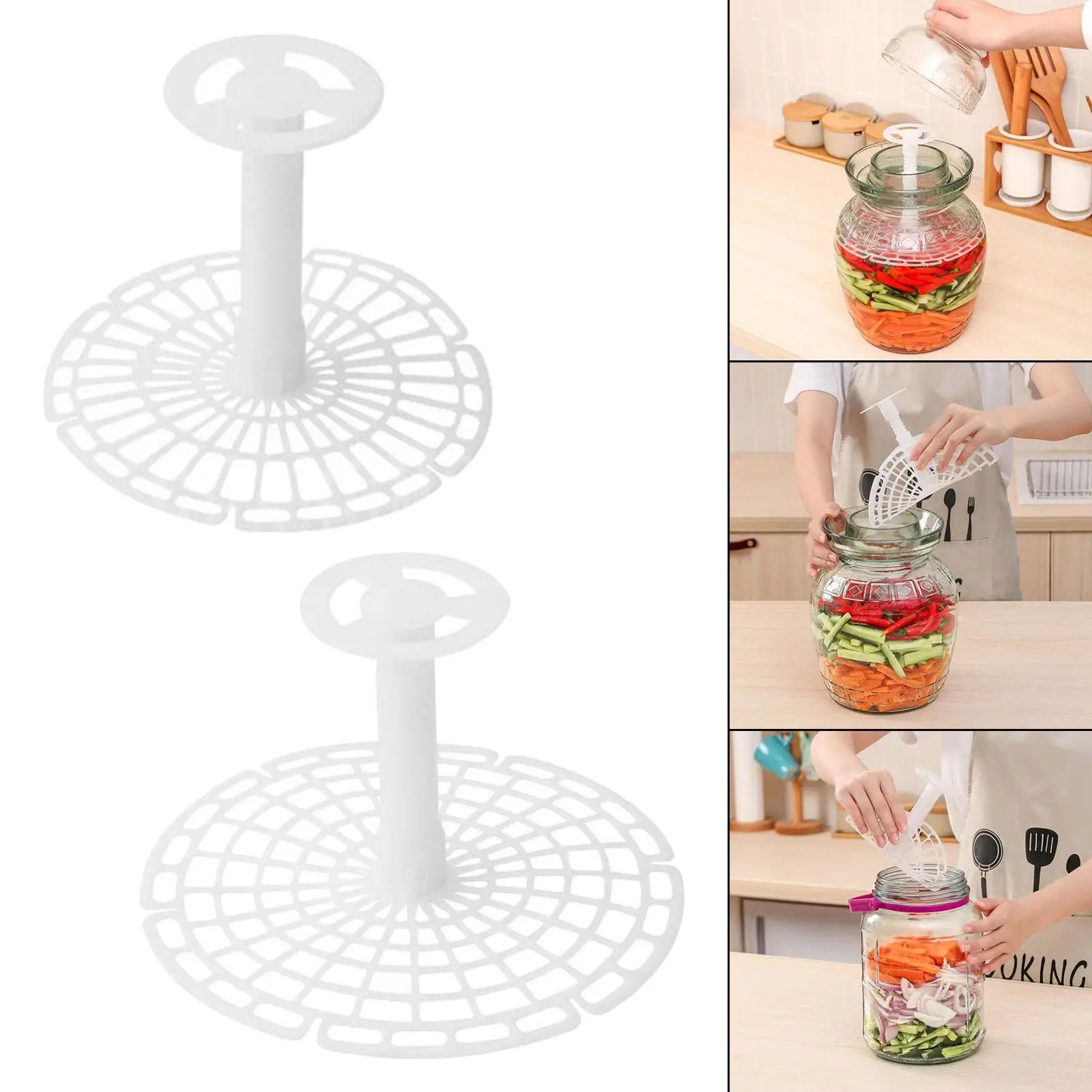 Adjustable Pickle Jar Press with Filter Sturdy Household Durable ABS for Kitchen wide Mouth Jars Restaurant Making Kimchi