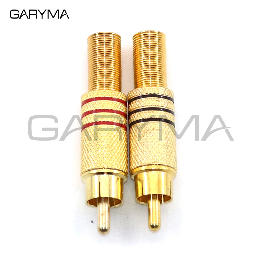 2Pcs Gold Rot Schwarz Metall Frühling RCA Stecker Jack Stecker AV Stecker für PC Audio Vedio Schweißen DIY Teile – Detail 2