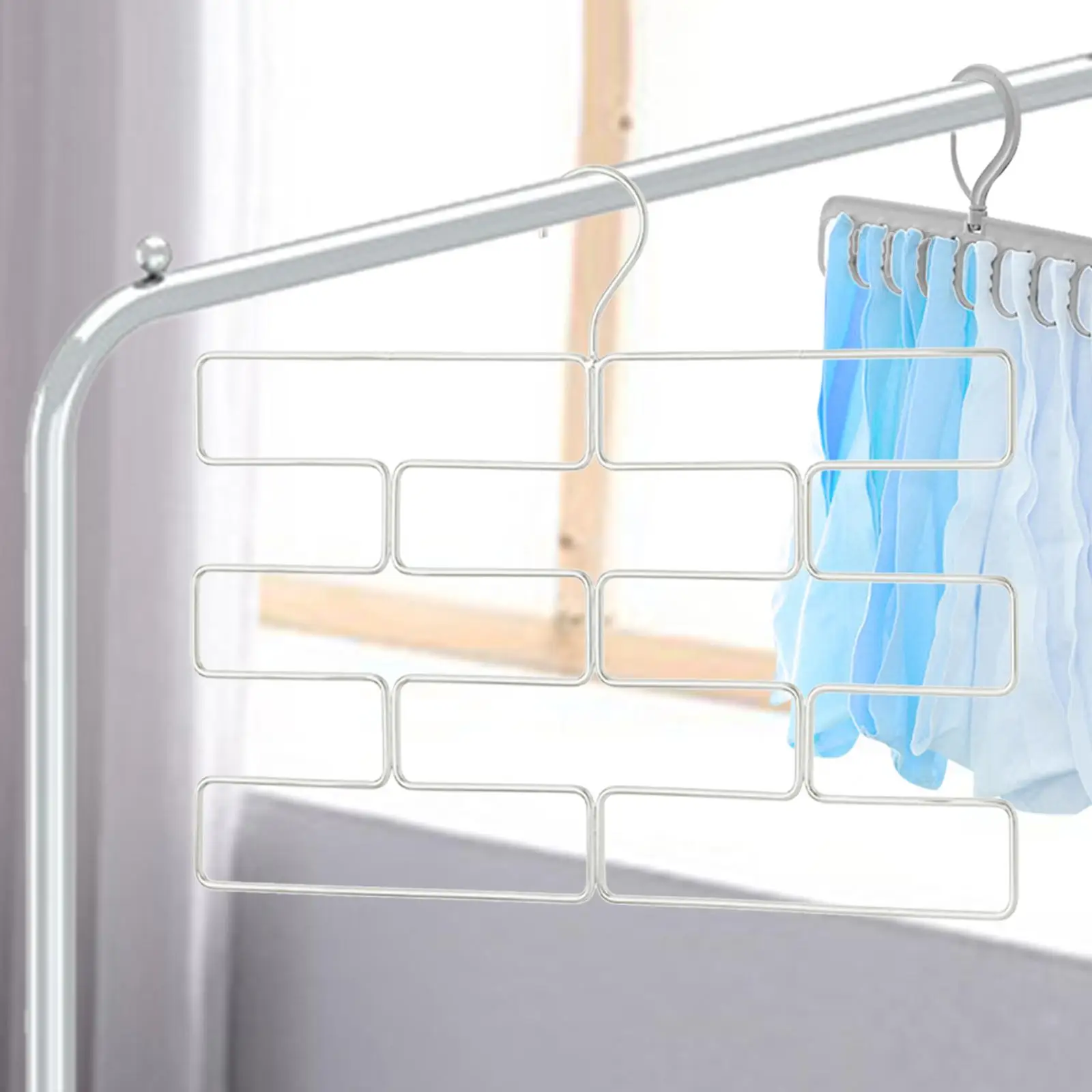 Multi Layer Pants Hanger Rack, Anti Slip Clothing Closet Space Saver Storage Organizers
