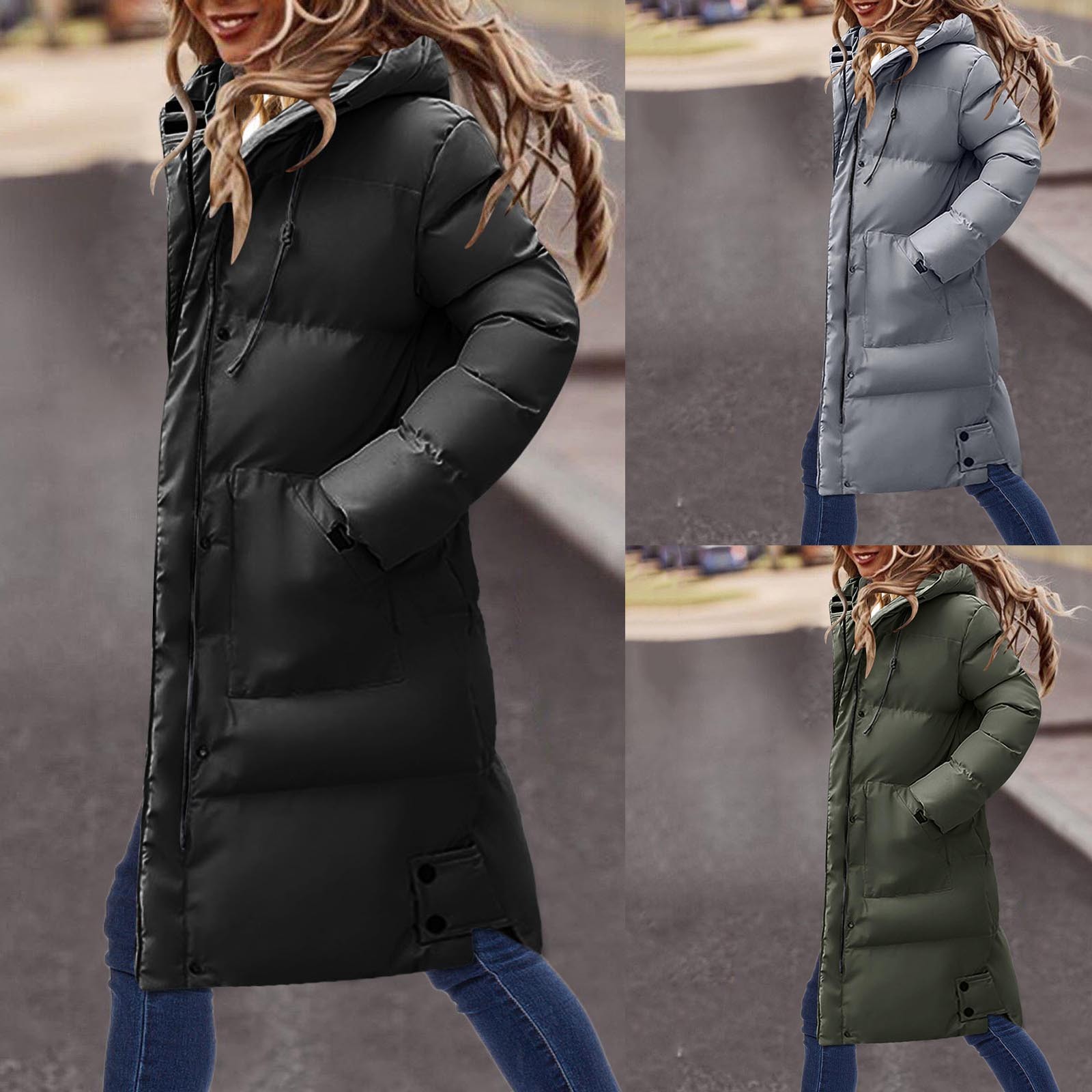 Womens Waterproof Winter Thick Hooded Wintercoats Faux Fleece Lined