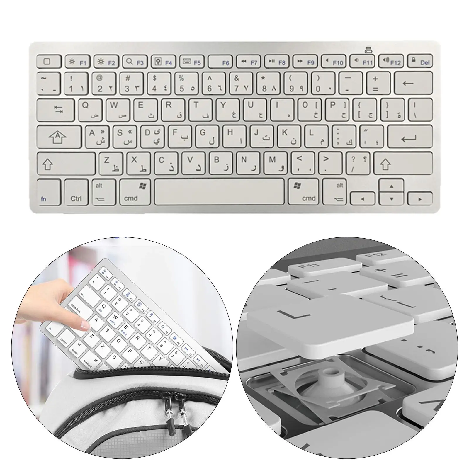 Portable Mini 78-Key Keyboard,   3.0 Arabic Keyboard Touchpad for IOS/Android/Windows