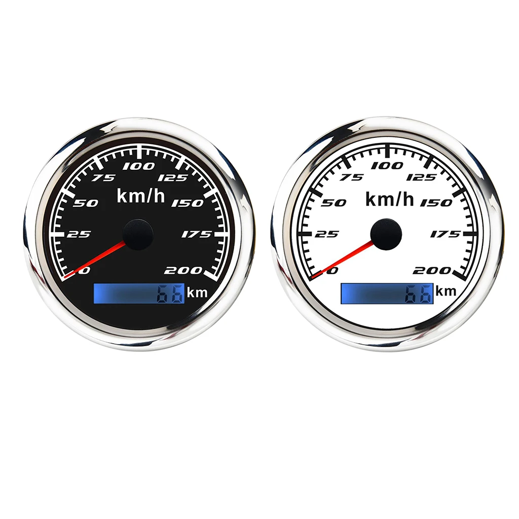 Waterproof GPS Speedometer  200 MPH 316 Stainless  Bezel  for Car Motorcycle Boat with LED Backlight 3/8``