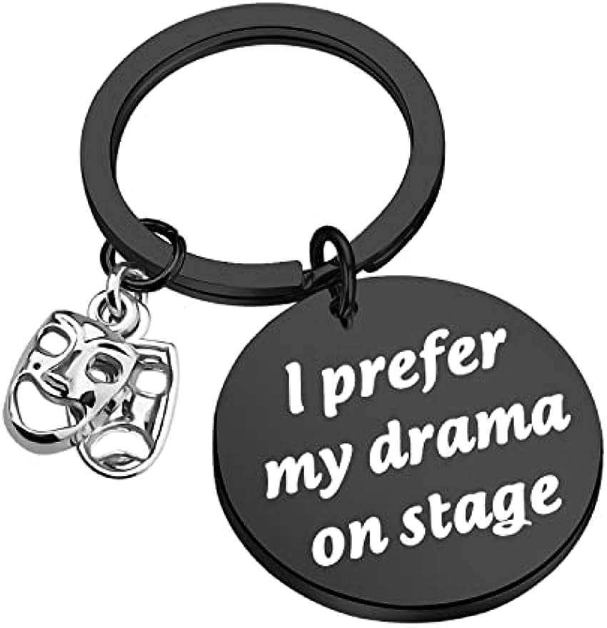Drama Geschenk Ich bevorzuge mein Drama auf der Bühne Theater Geschenk Komödie Tragödie Masken Charme Schlüssel bund Drama Lehrer Thespian Geschenke – Detail 1