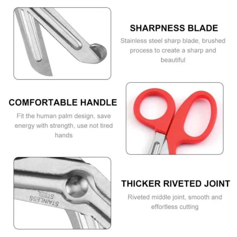 Description Picture 5 of itemMedical Rescue Scissors Plastic Handle Stainless Steel Wound Gauze First Aid Scissors Practical Outdoor Nurse Scissor hand tool