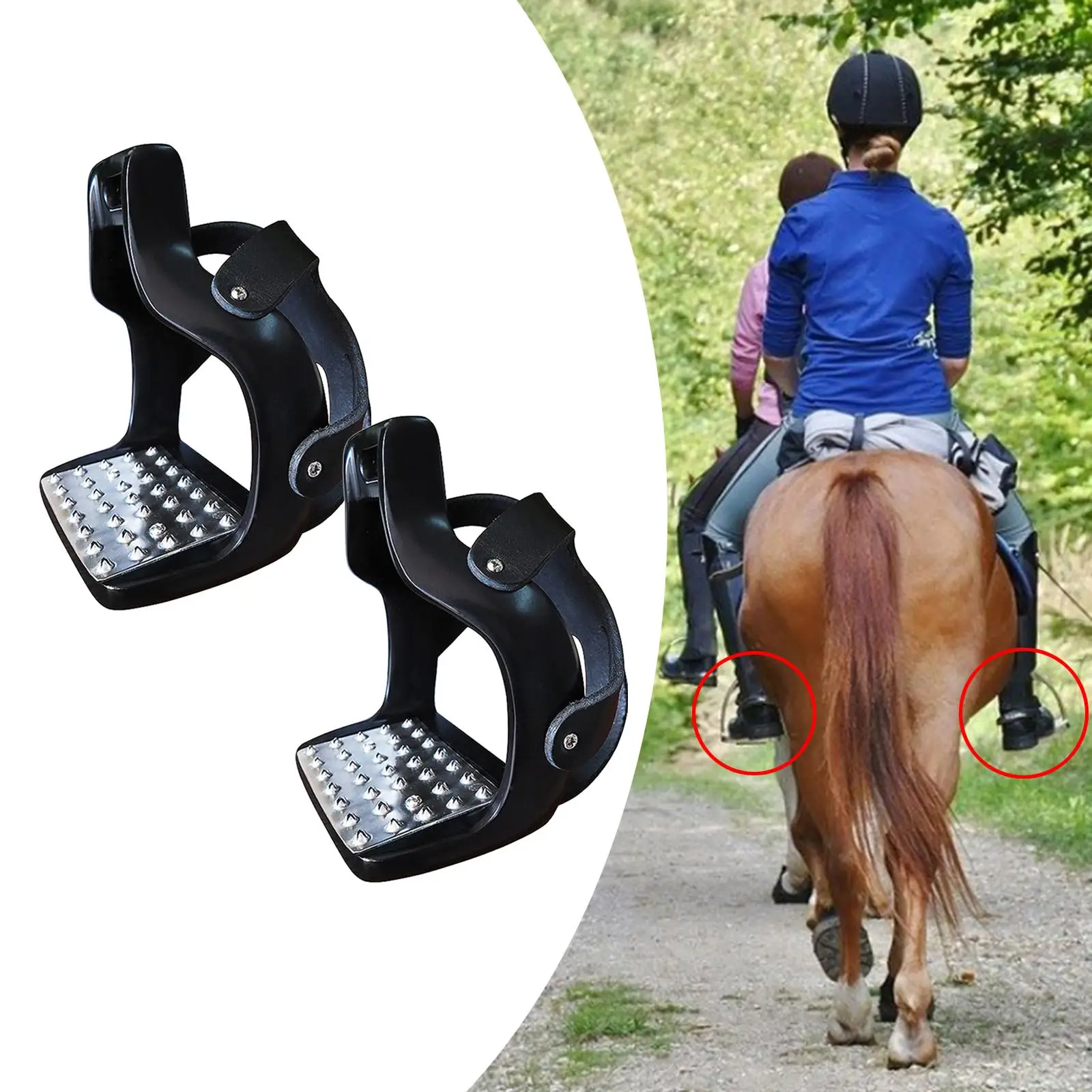 1 Pair Die-Cast Aluminum Saddle Stirrup Pedal Wear?Resistant Comfortable Safe Horse Riding Equipment with Net Cover