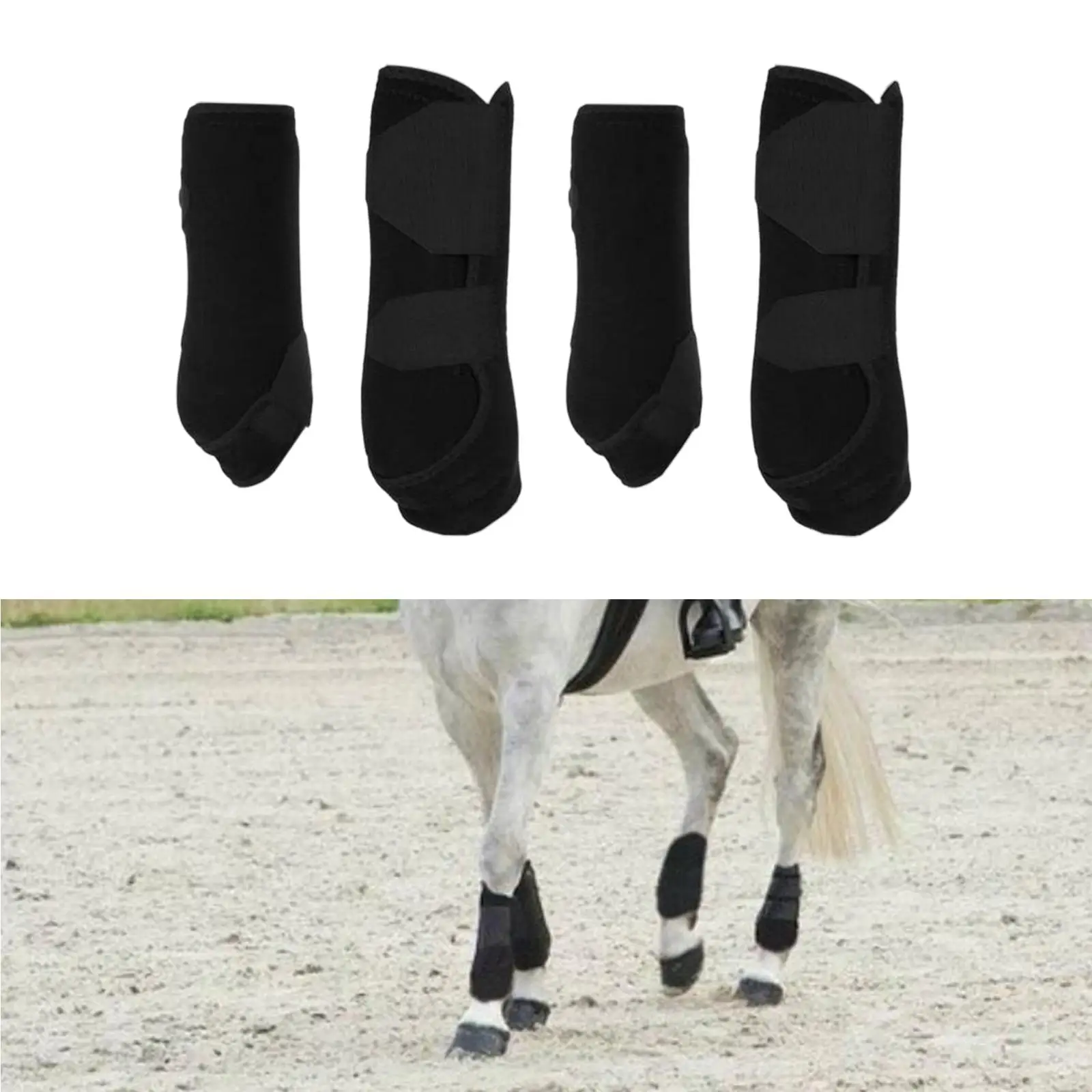 4Pcs Neoprene Horse Boots Leg Protection Wraps Shockproof Protector Front Hind Legs Guard for Riding Equestrian Accessories