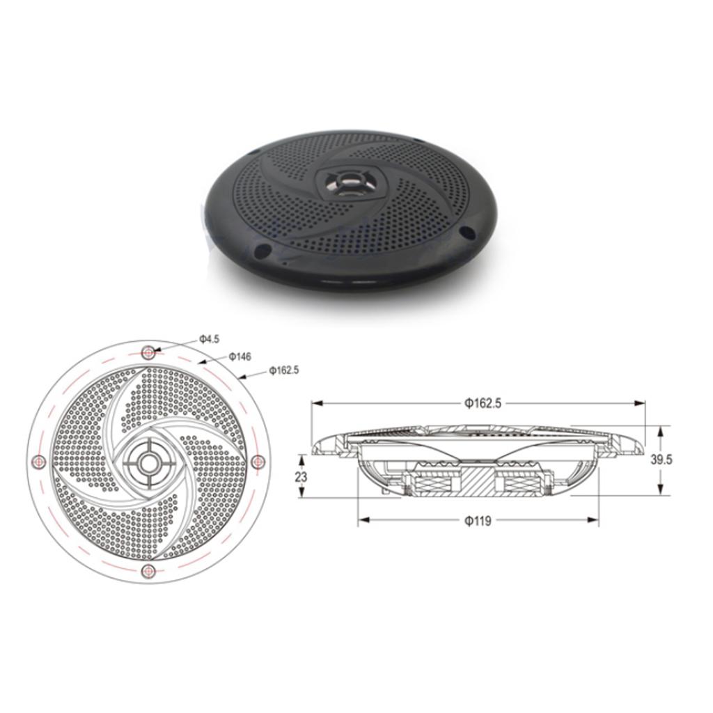 Boat Marine Waterproof Speaker Sound Round Flush Fitting