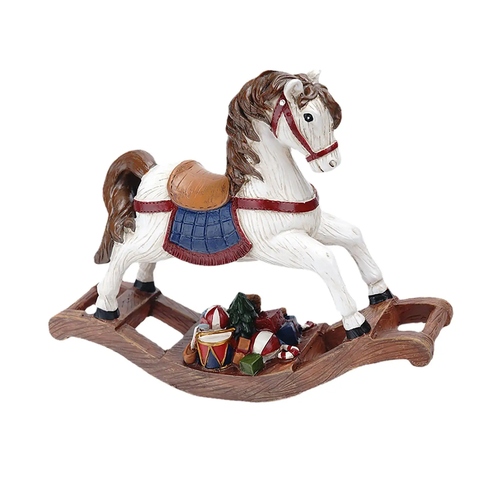 Rocking Horse Doll Figurine Desktop Interior Sculpture for Fireplace Hotel