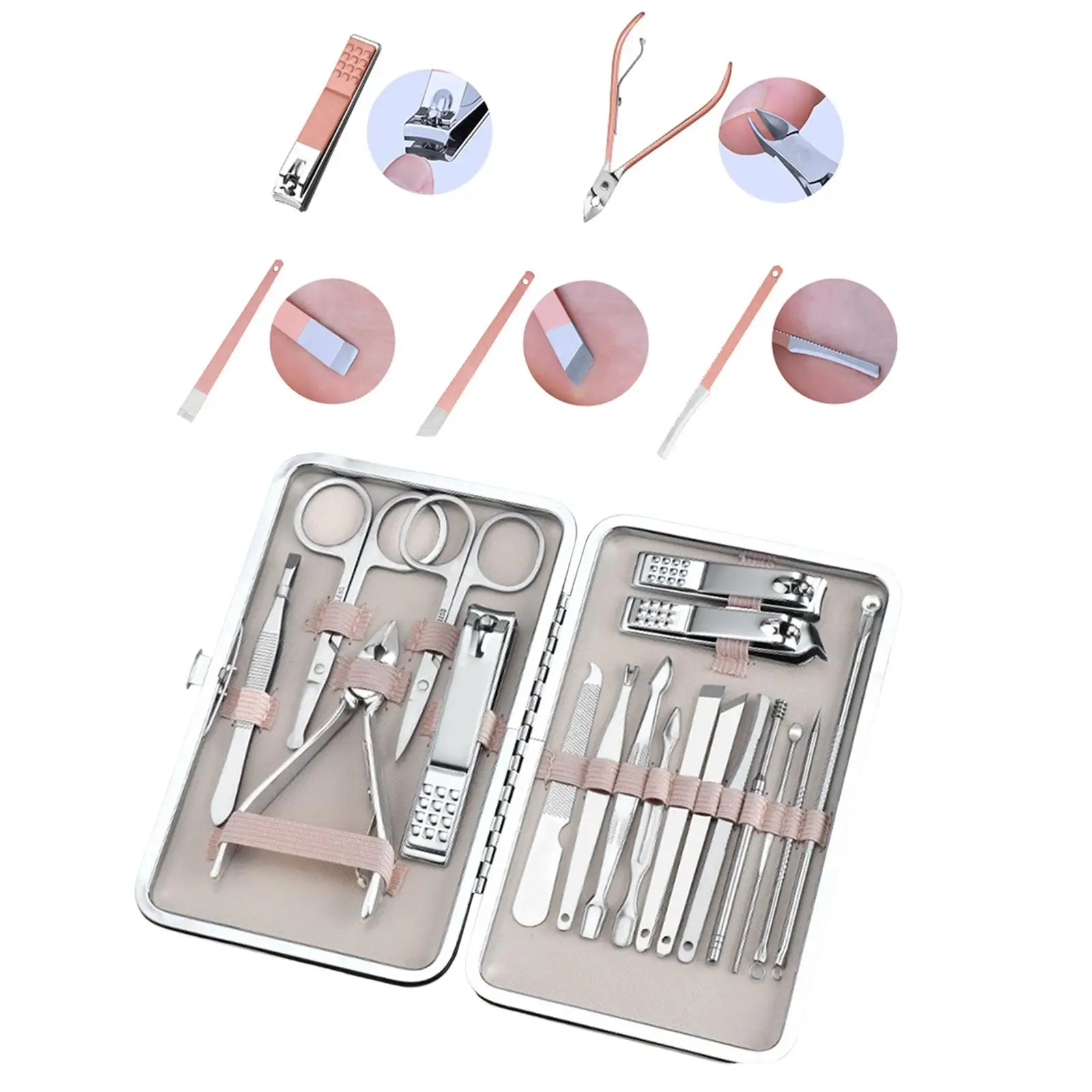 Manicure Set with Case Multifunction Nail Clippers for Gift Parents , Aureate 18 pieces