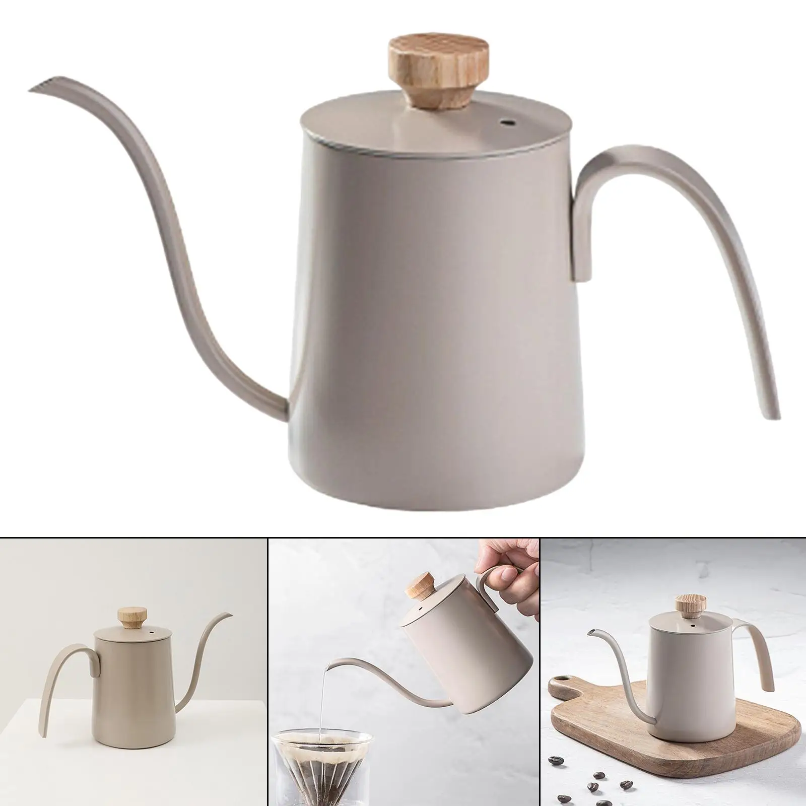 Stainless Steel Coffee Kettle Coffee Maker Kettle Gooseneck Narrow Ergonomic Handle 350ml Pour Over Kettle for Home Cafe Kitchen