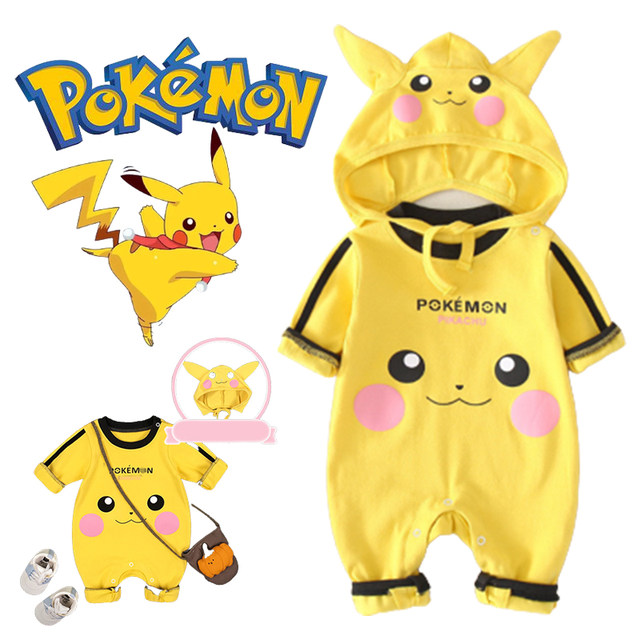 Pokemon Pikachu bambino bambini autunno inverno caldo tuta cartone animato  carino bambino pagliaccetto vestiti striscianti neonato Costume panno