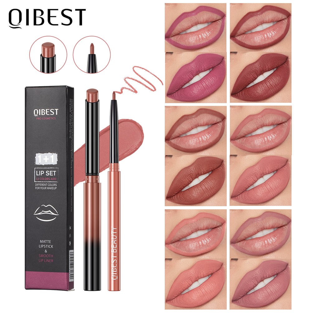 Best of QIBEST 2pcs Lipstick Lipliner Pen Set Matte Velvet Lip Liner Pencil Contour Makeup Sexy Red Lip Stick Long Lasting Cosmetics Reviews & Tips