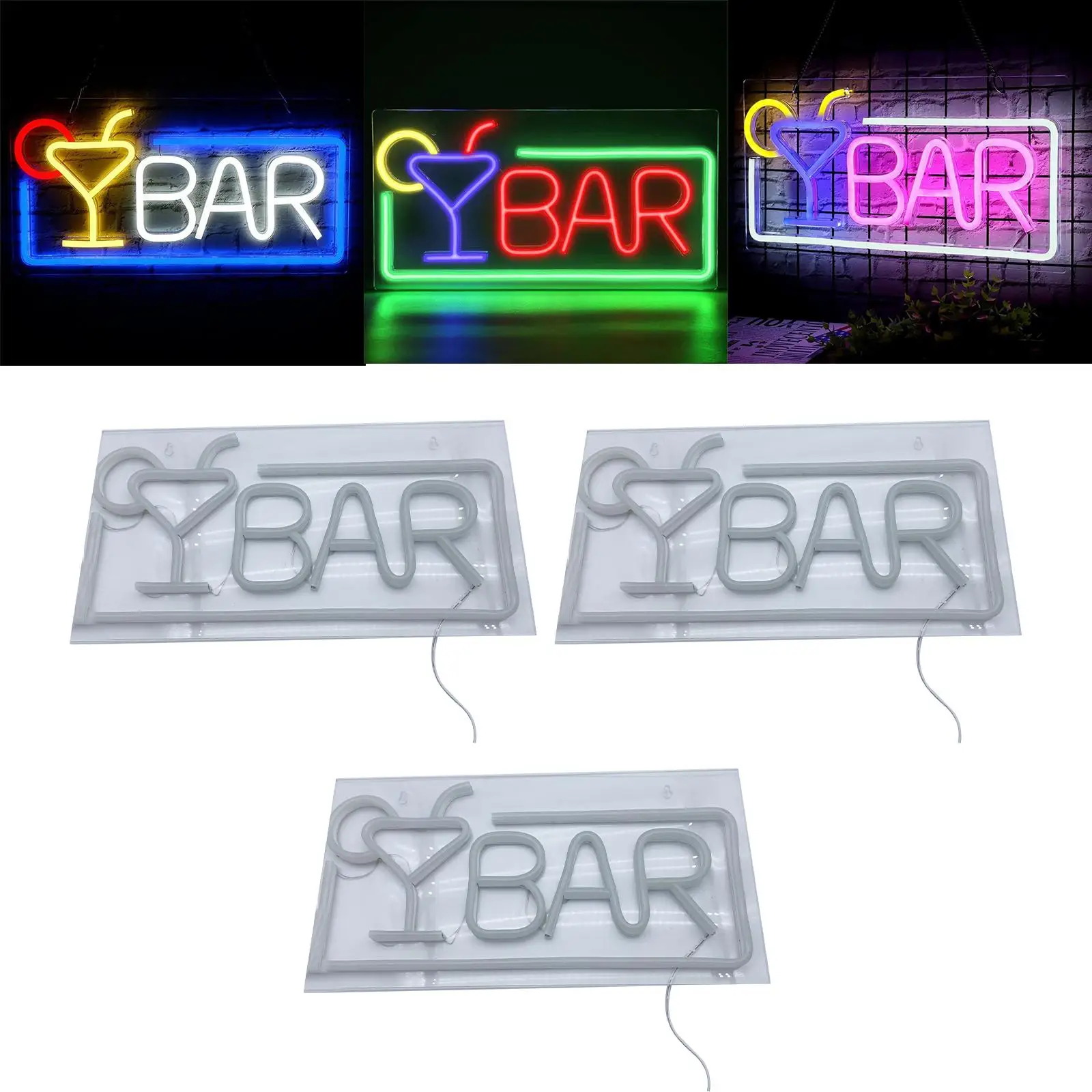 Bar Sign Light, Wall Decoration Bar Advertising Light USB Powered Decorative Lighting for Indoor Holiday Restaurant Party Supply