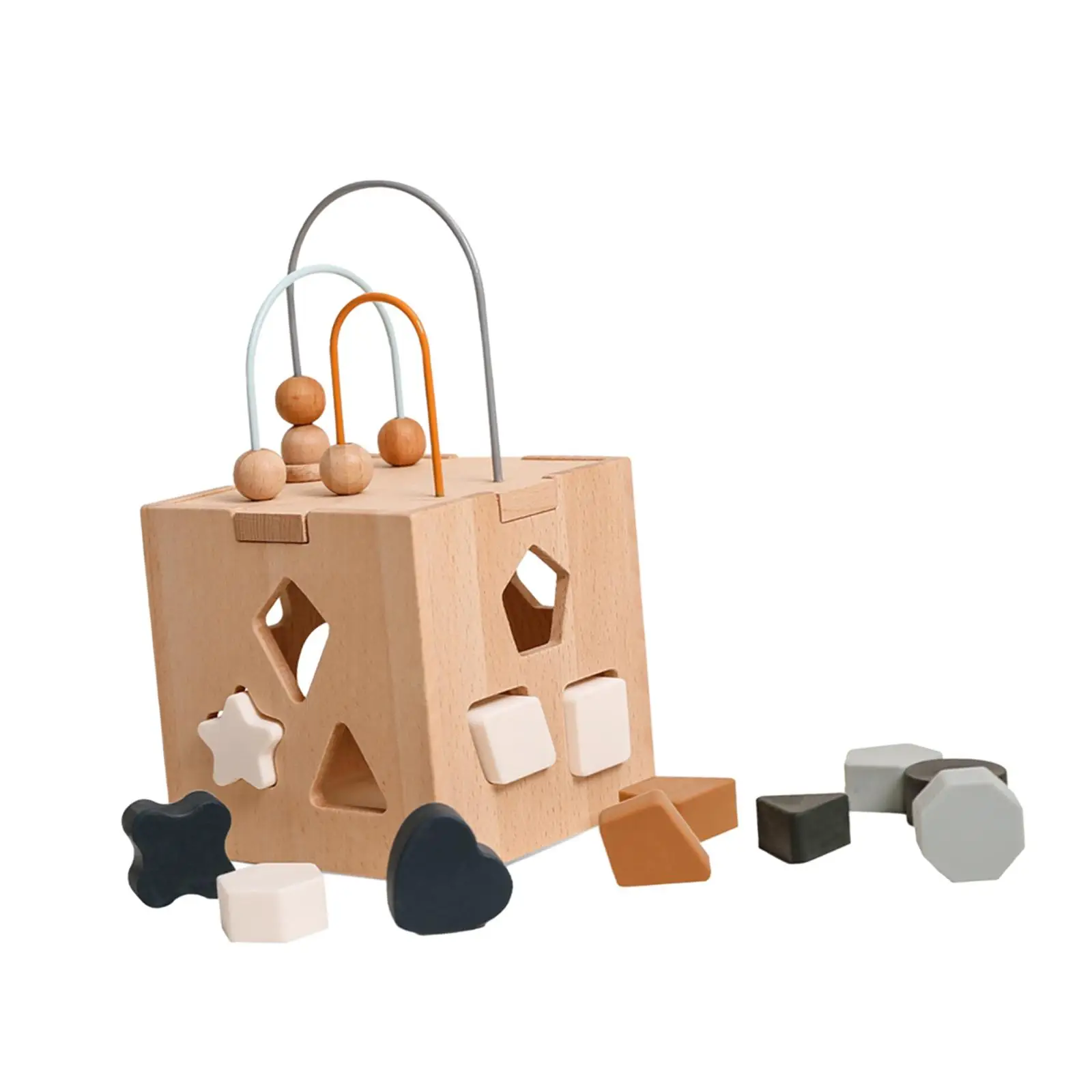 Montessori Shape Blocks Matching Interactive Montessori Baby Activity Cube for Game Creativity Birthday Coordination Imagination