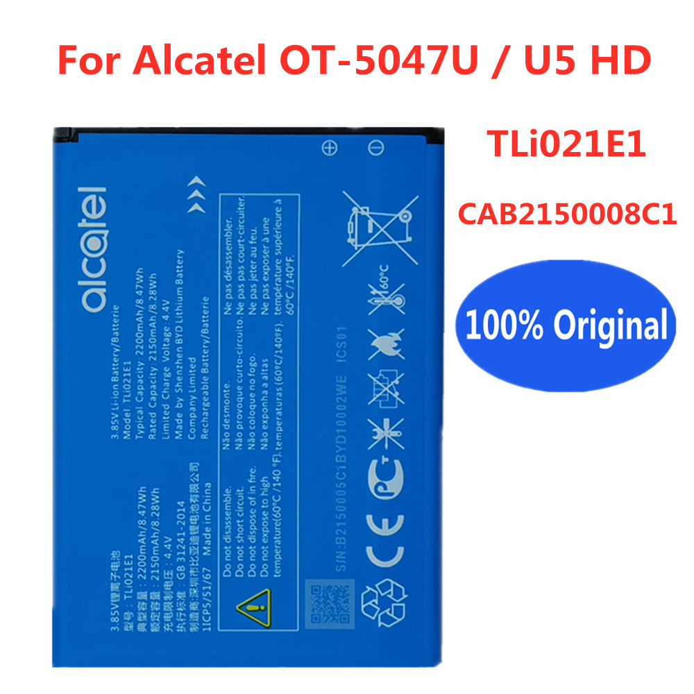 Новый оригинальный аккумулятор для телефона 2200 мАч TLi021E1 для Alcatel  OT-5047U / U5 HD CAB2150008C1 | AliExpress