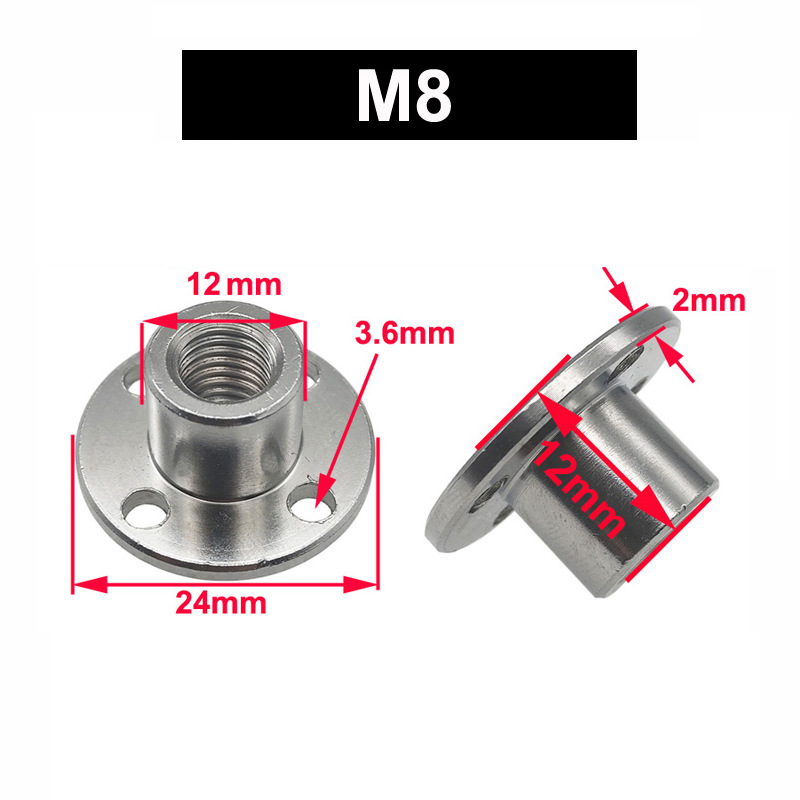 Description Picture 2 of itemM3 M4 M5 M6 M8 Steel Flange Thread Nut Coupling Rigid Flange Couper Guide Shaft Support