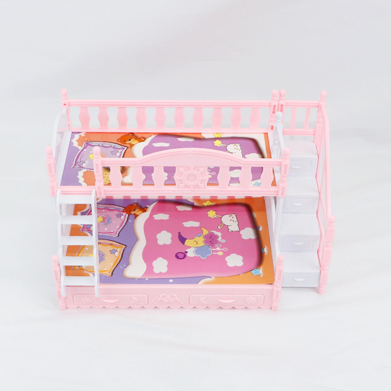 Doll House Furniture 1:12 1/12 Mini Straight Ladder Play House 17cm Double Bed Model Replacemets Bunk Beds Toys for 6+ Years Old