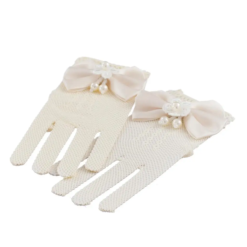 Flower Girl Gauze Bow Mesh Gloves Bridesmaid Communion Wedding Reception