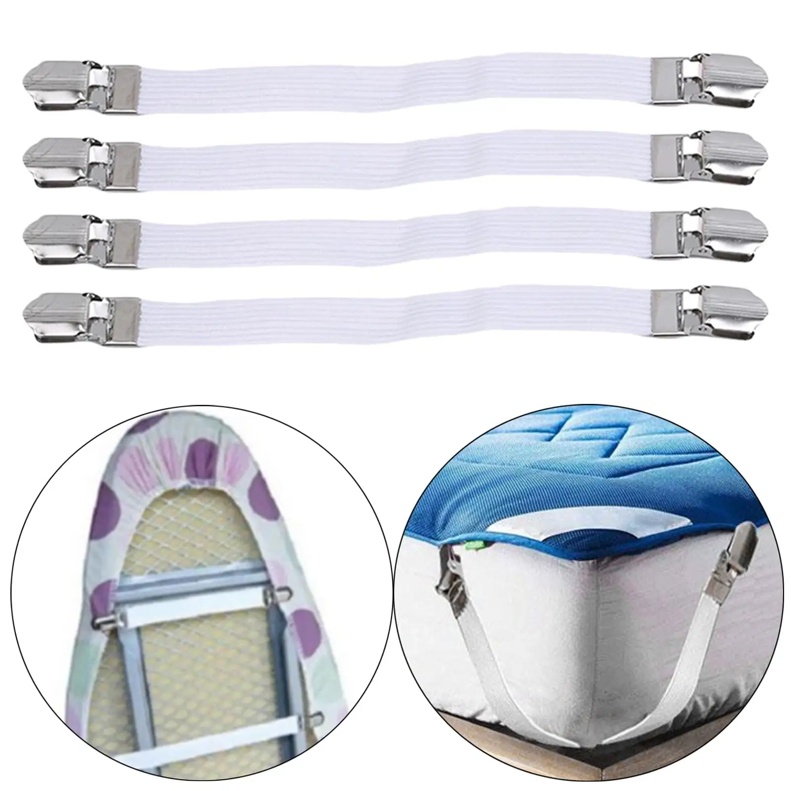 4x Elastic Ironing Board Cover Fasteners Bed Sheet Fasteners Suspenders Non Slip