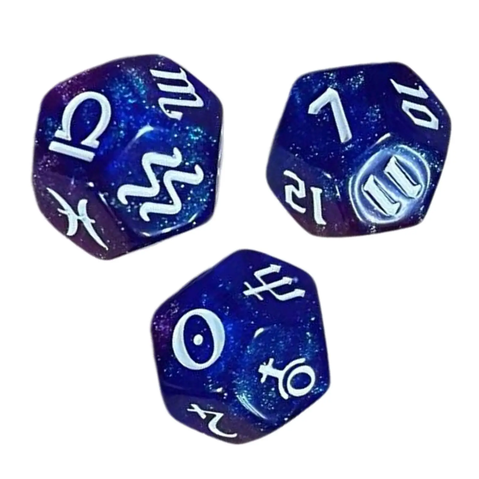 3x Constellation Dice Collectibles Polyhedral Dice for Family Gathering Cards Accessory Gaming Accessory